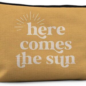 Here Comes the Sun Makeup Bag, Summer Sunshine Makeup Bag, Sunshine Gifts for Wo